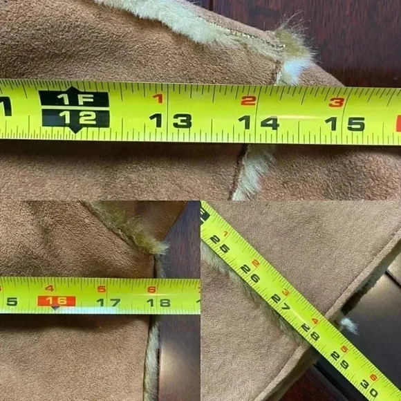 Floriane Coat Faux Suede Faux  Fur Winter Pea Coat Hood Tan Brown Girls Size 8 - Picture 13 of 16